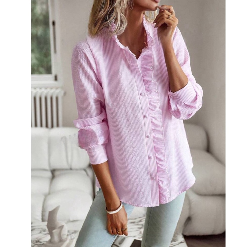 Pink Ruffle Boho Blouse - Picture 4 of 5